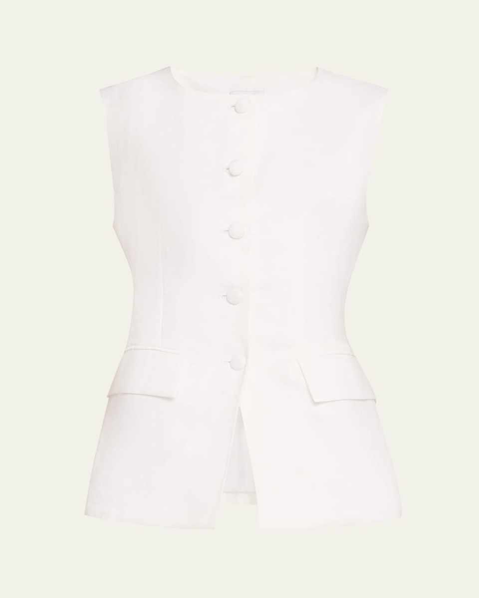 Button-Front Linen Vest